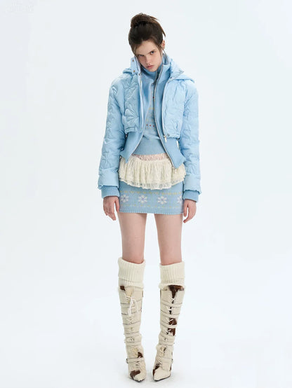 Quilted Cropped Hooded Down Jacket
