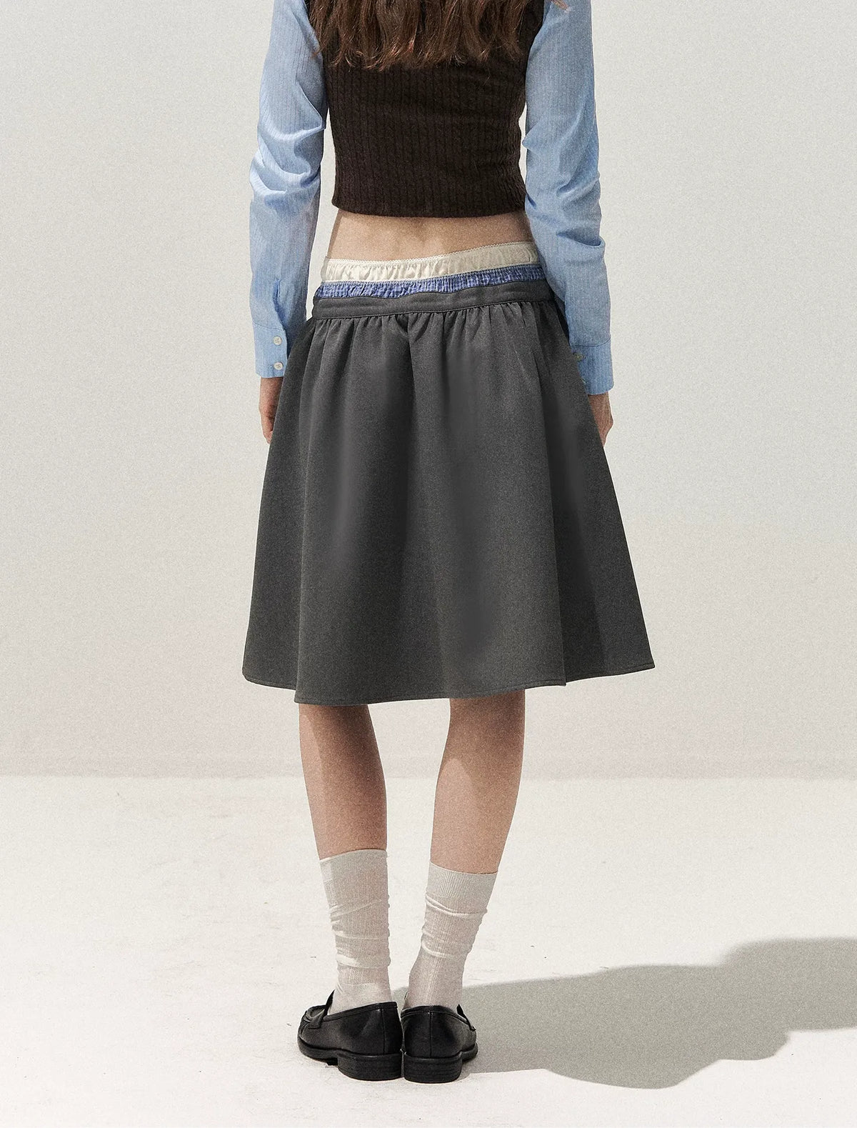 Pleated A-Line Mini Skirt