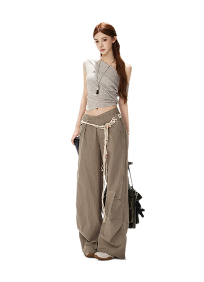 Melange Tie-Waist Skirt Set