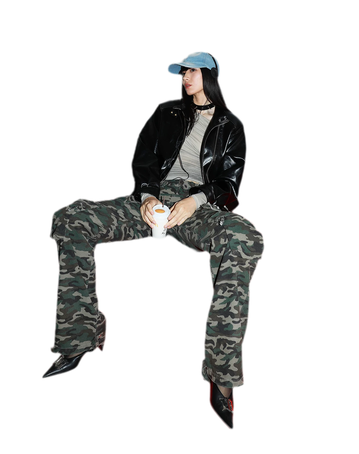 Washed Denim Embroidered Cap