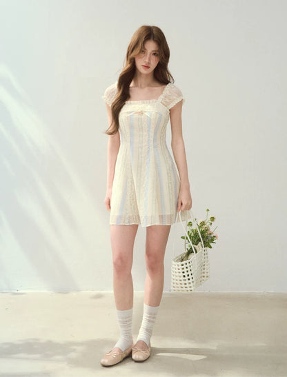 Floral Stripe A-Line Dress