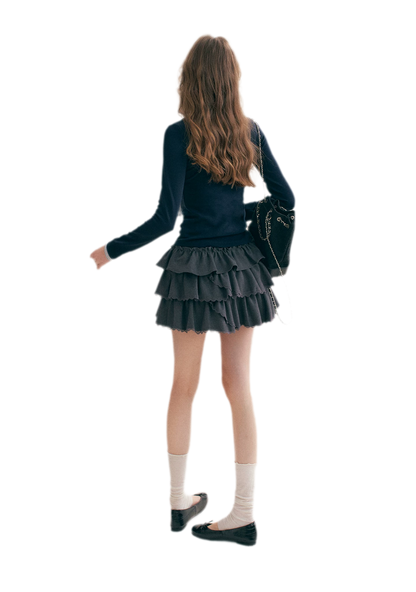 Layered Ruffle A-Line Skirt