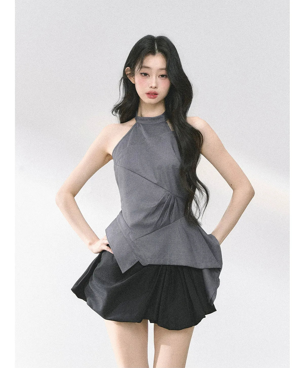 Halter Sculpted Crop Tee