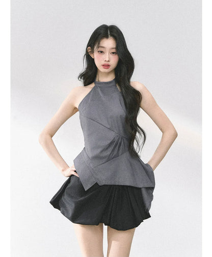 Halter Sculpted Crop Tee