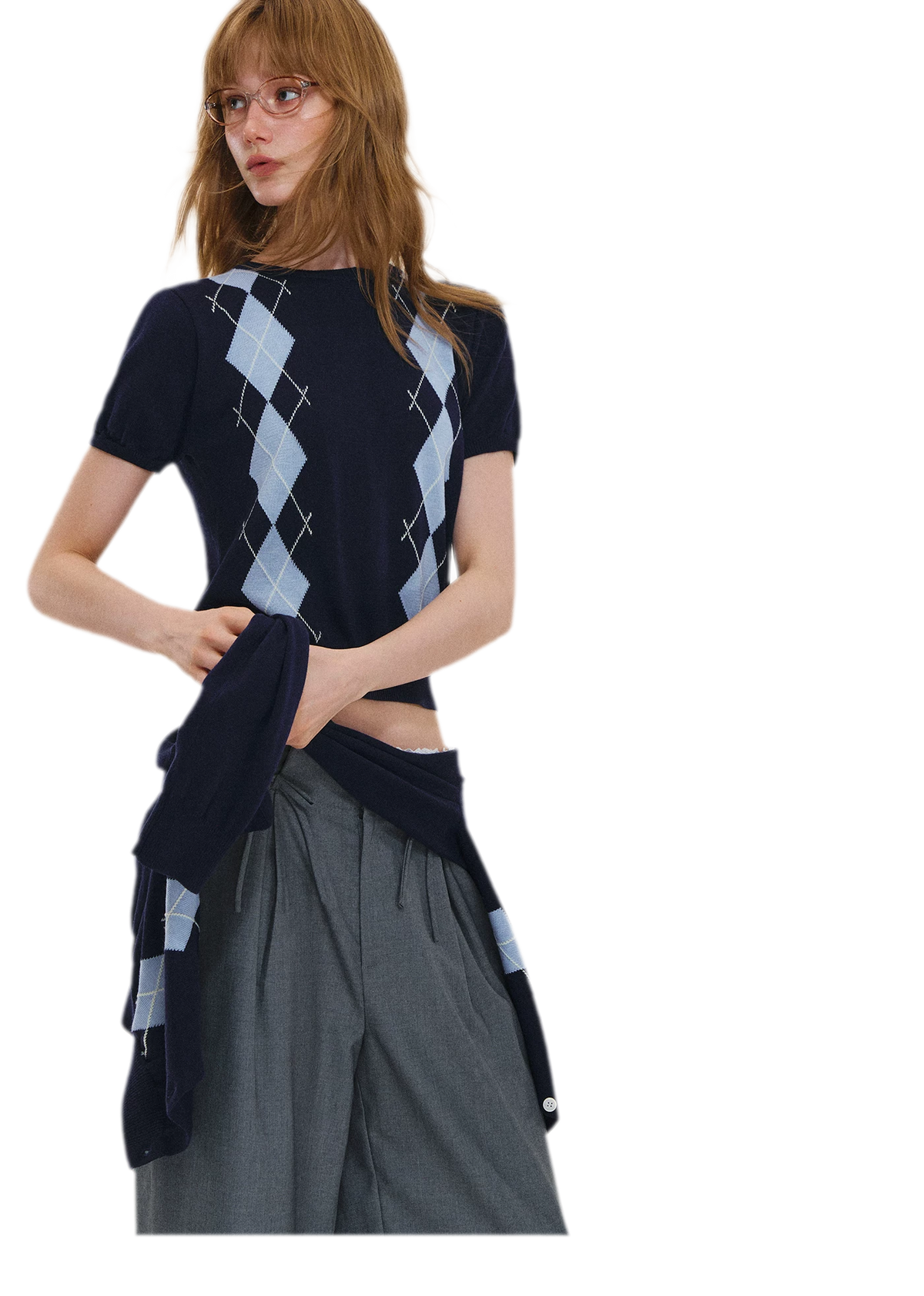 Wool Argyle Knit Set