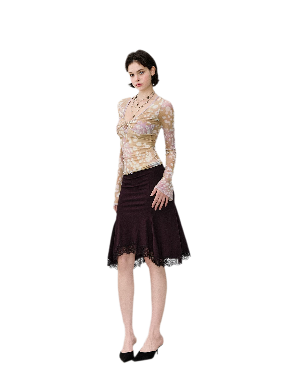 Lace Mermaid Midi Skirt