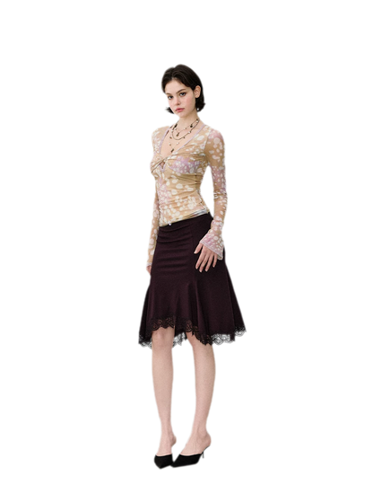 Lace Mermaid Midi Skirt