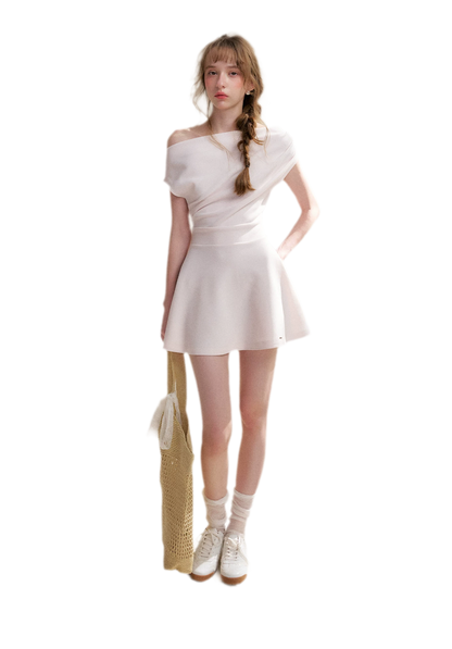 Romantic French Off-Shoulder Short Dress