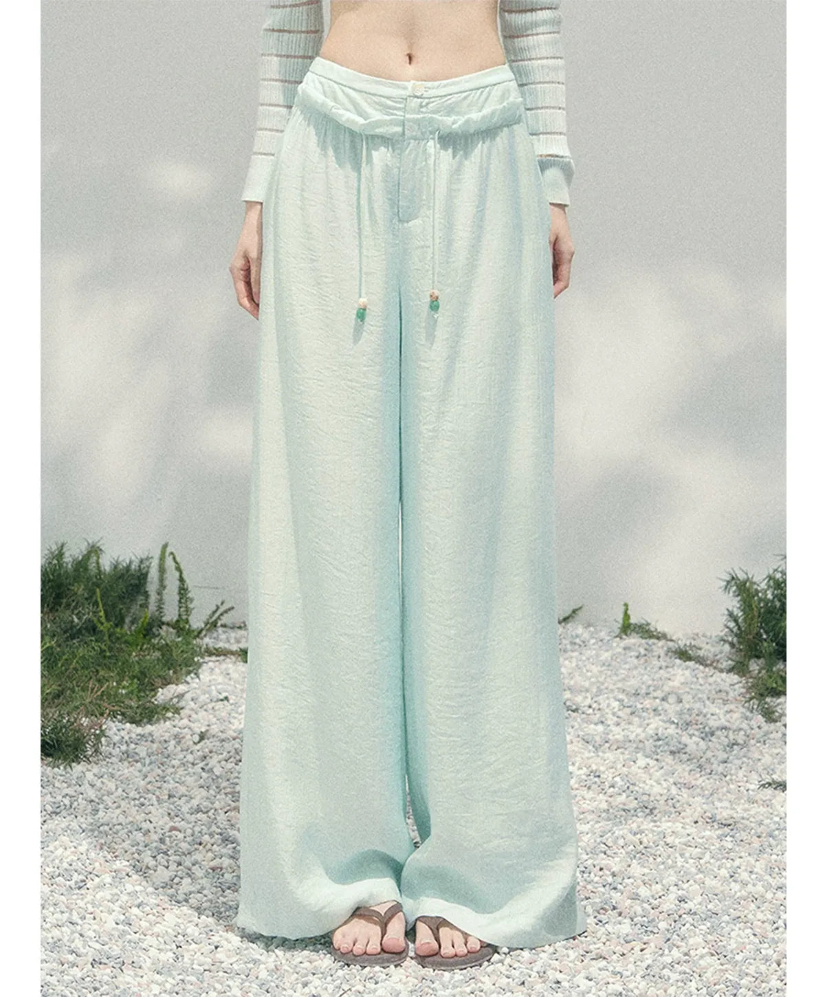 Wide-Leg Embroidered Pants