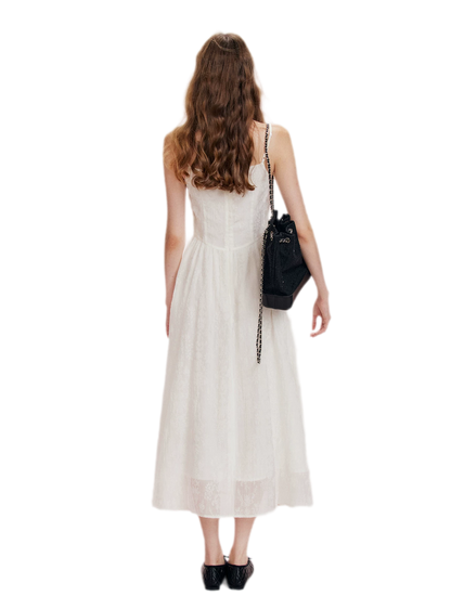 Flocked Bow Contrast Dress