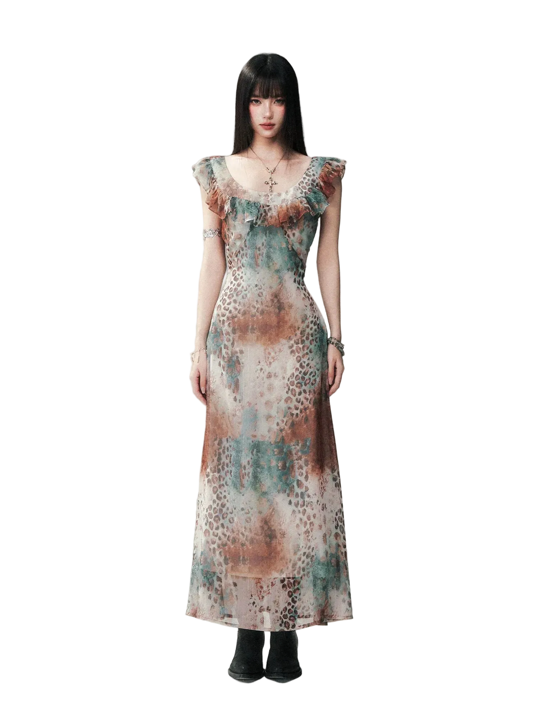 Sea Salt Leopard Chiffon Dress