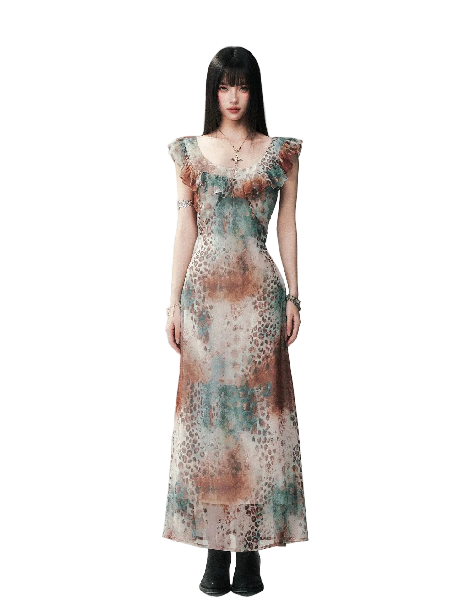 Sea Salt Leopard Chiffon Dress
