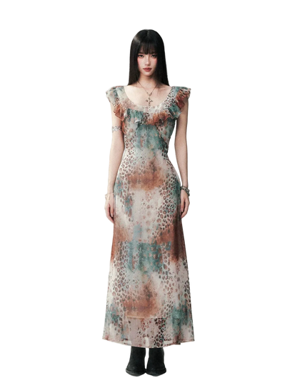 Sea Salt Leopard Chiffon Dress