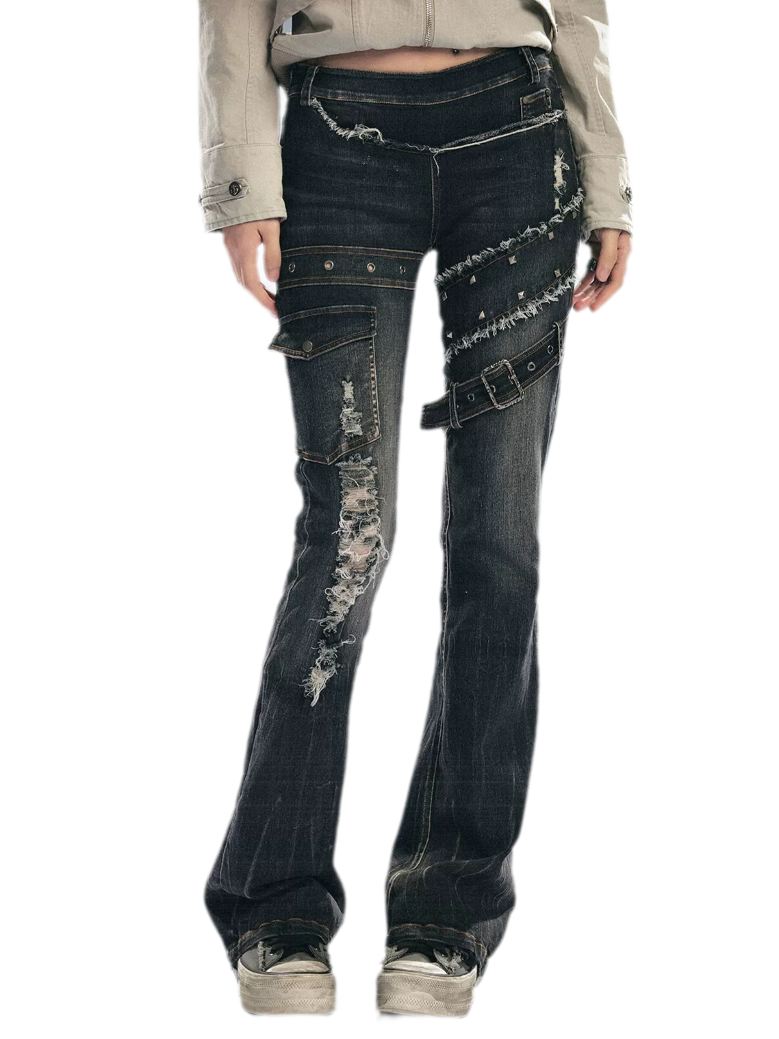 Skinny Grunge Flare Jeans