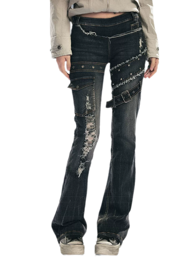 Skinny Grunge Flare Jeans