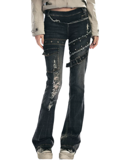 Skinny Grunge Flare Jeans