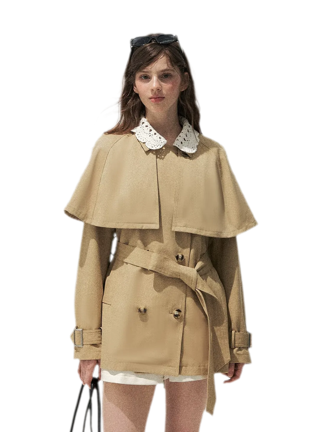 Crochet Cape Trench Coat