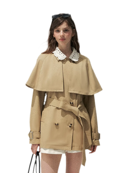 Crochet Cape Trench Coat