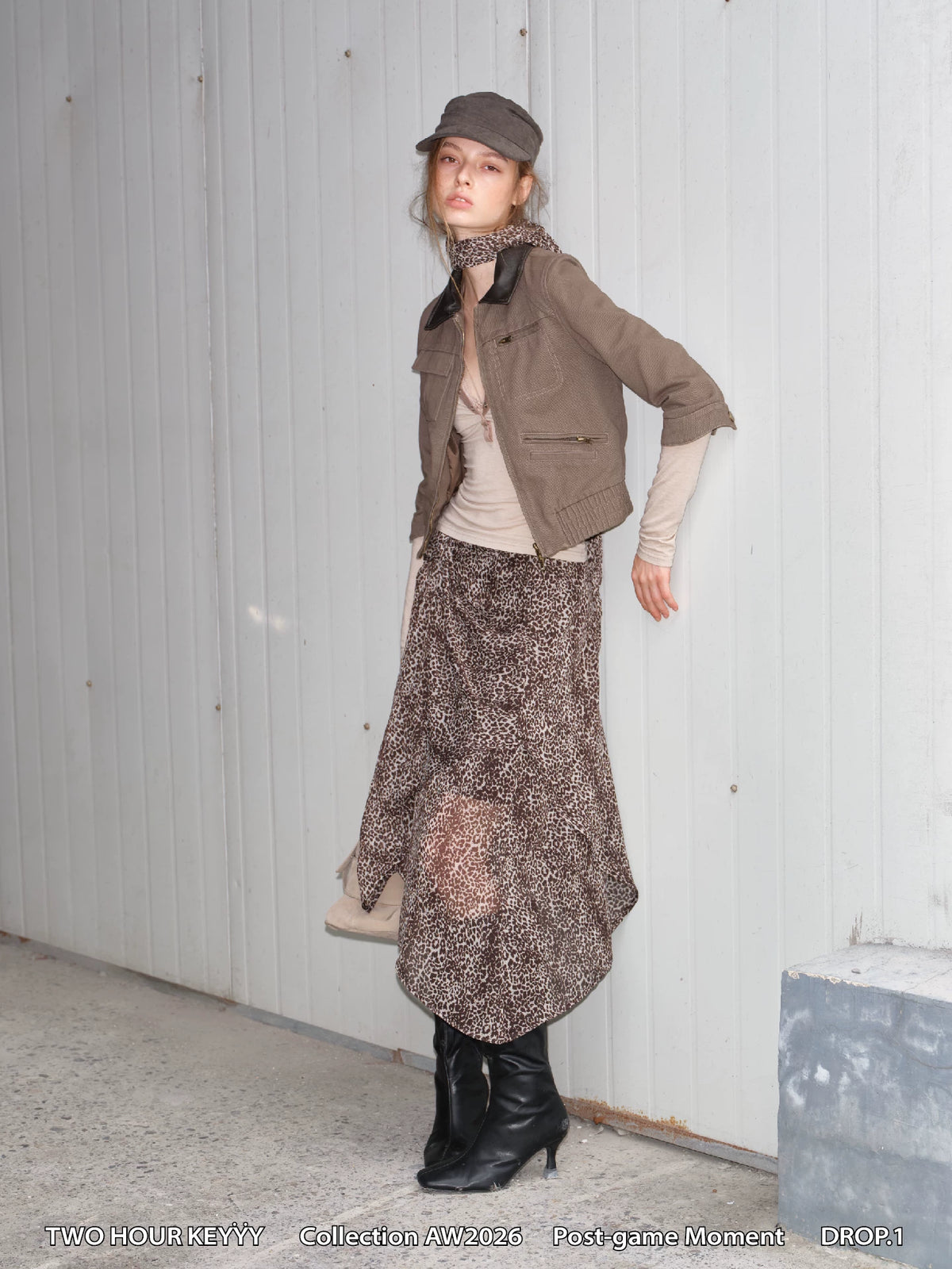 Washed Leather Cropped Cargo Jacket