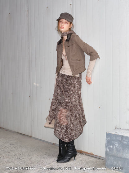 Washed Leather Cropped Cargo Jacket