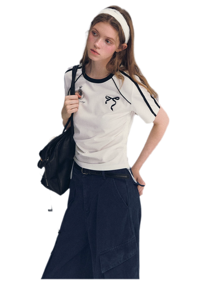 Embroidered Crop T-shirt