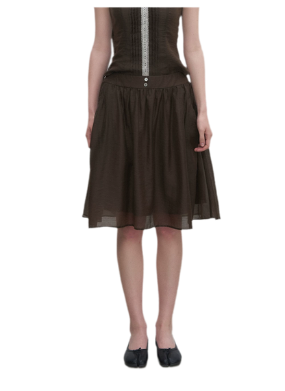 Tie-Neck Flared Skirt Set