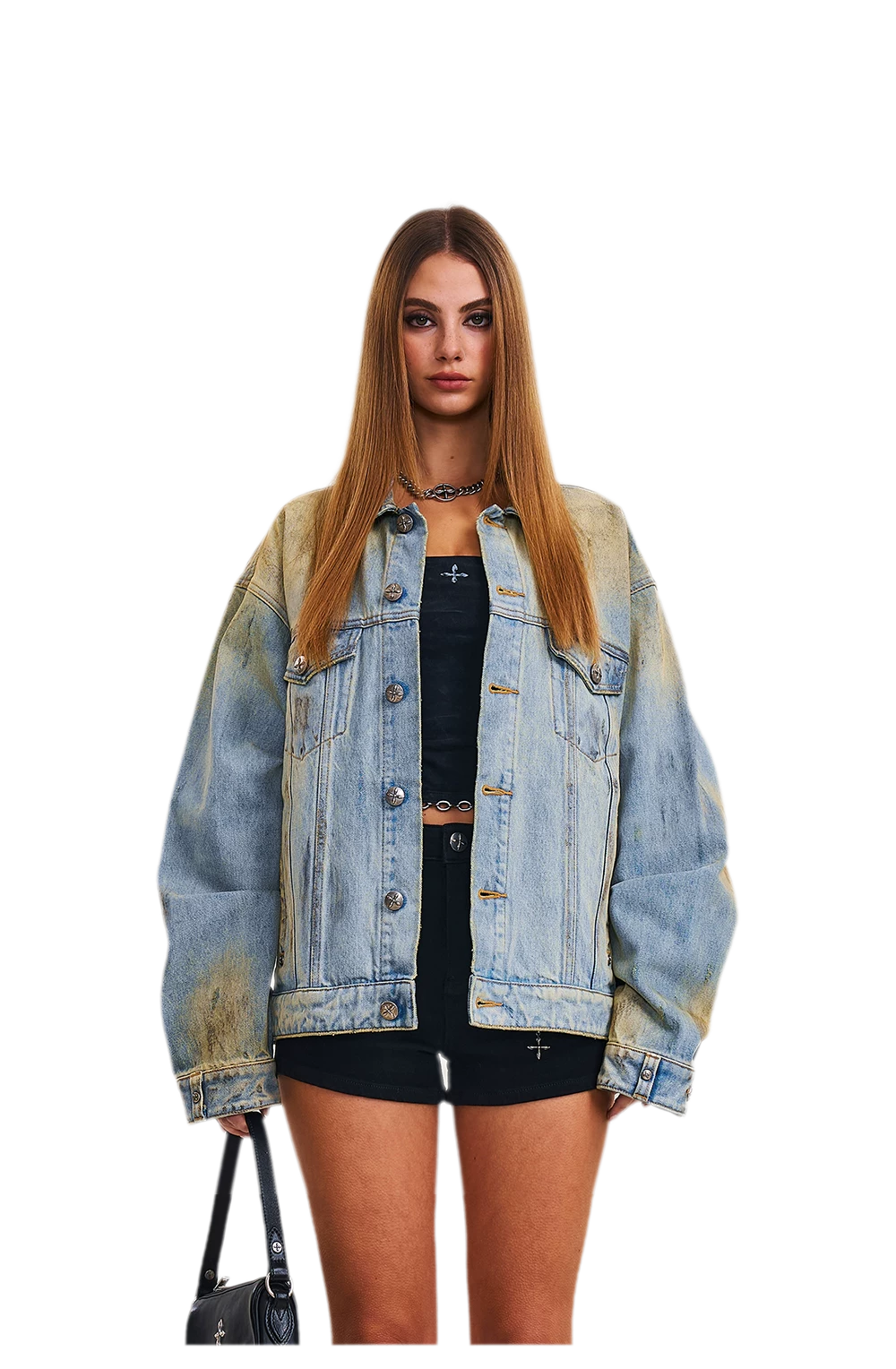 Cross Statue Denim Jacket