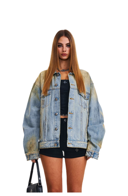 Cross Statue Denim Jacket