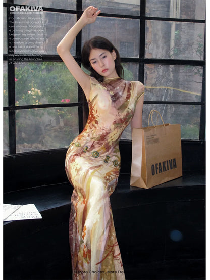 Reversible Fishtail Qipao Dress