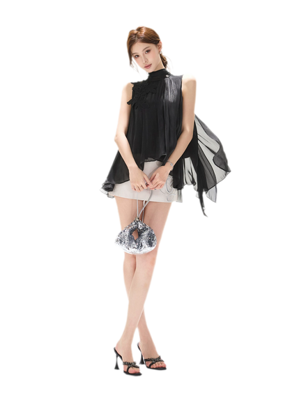 Embellished Satin Mini Skort
