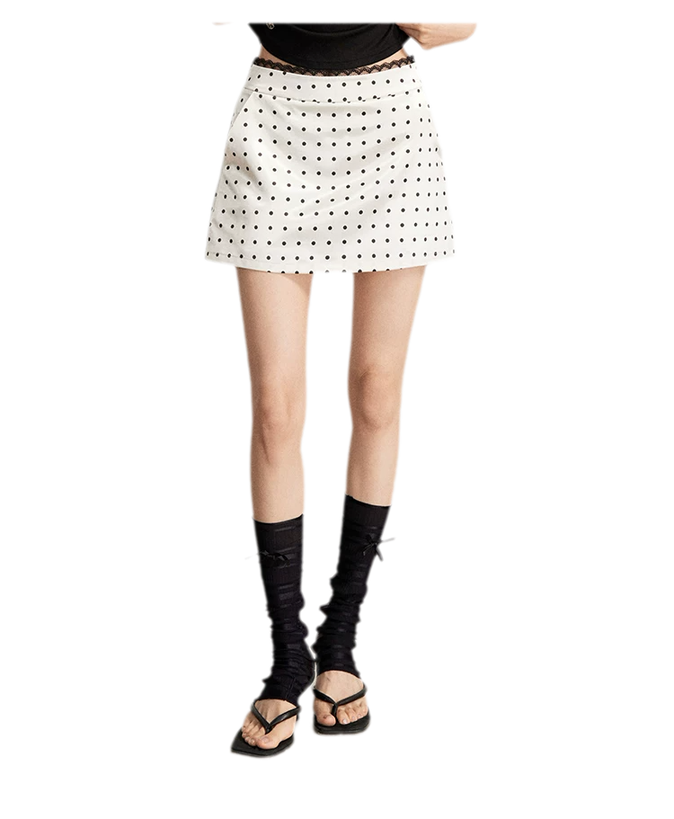 Lace Polka Dot Mini Skirt