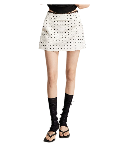 Lace Polka Dot Mini Skirt