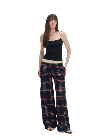Vintage Plaid Low-Rise Bottoms