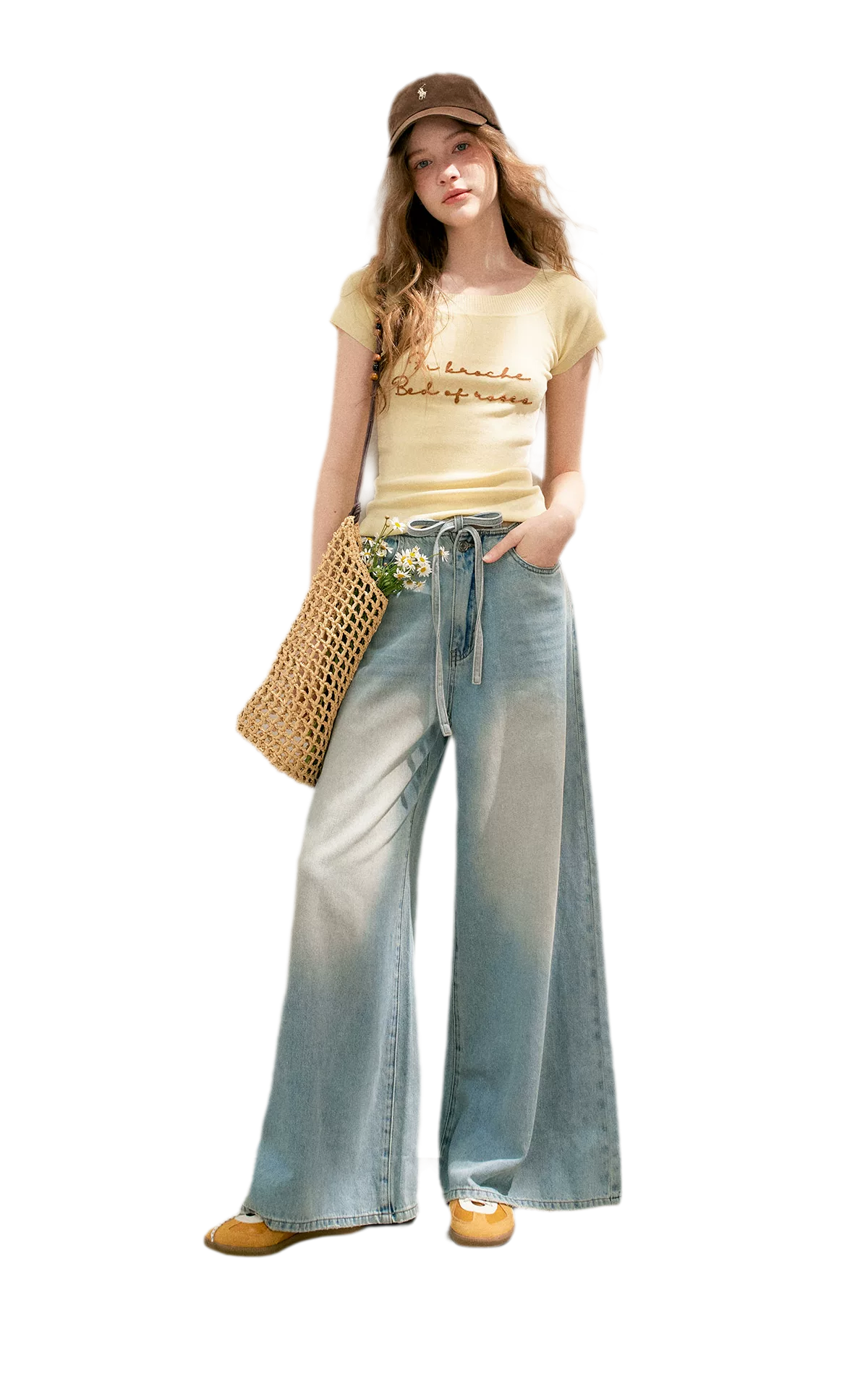 Bow Wide-Leg Jeans