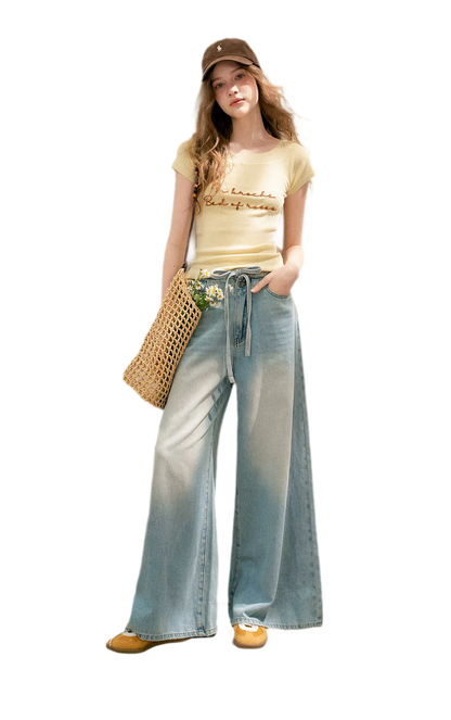 Bow Wide-Leg Jeans