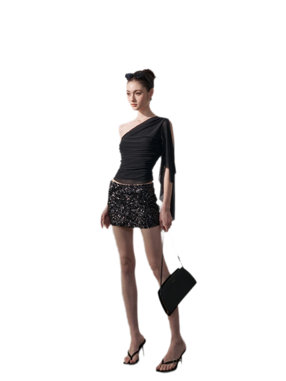 Ruched One-Shoulder Top