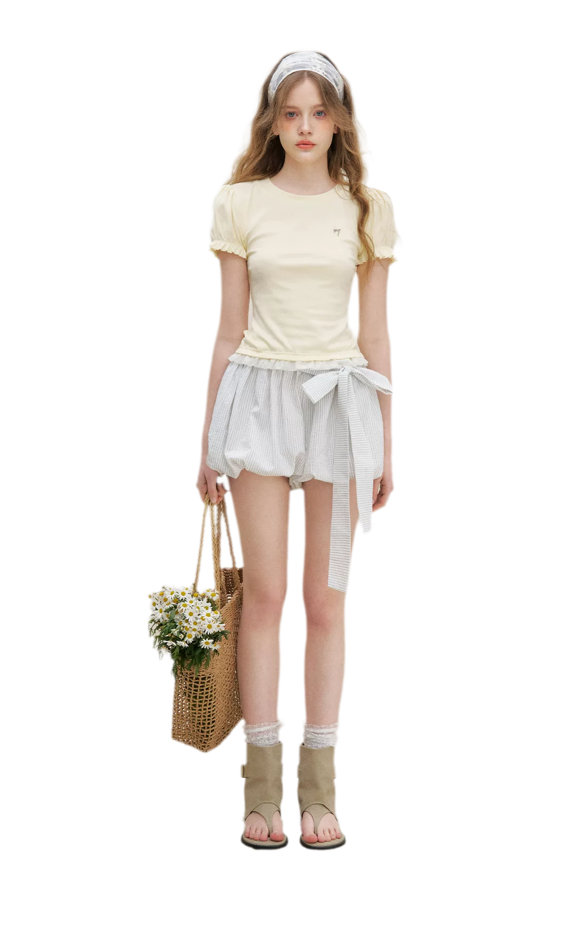 Bow Tie Elastic Waist Casual Shorts