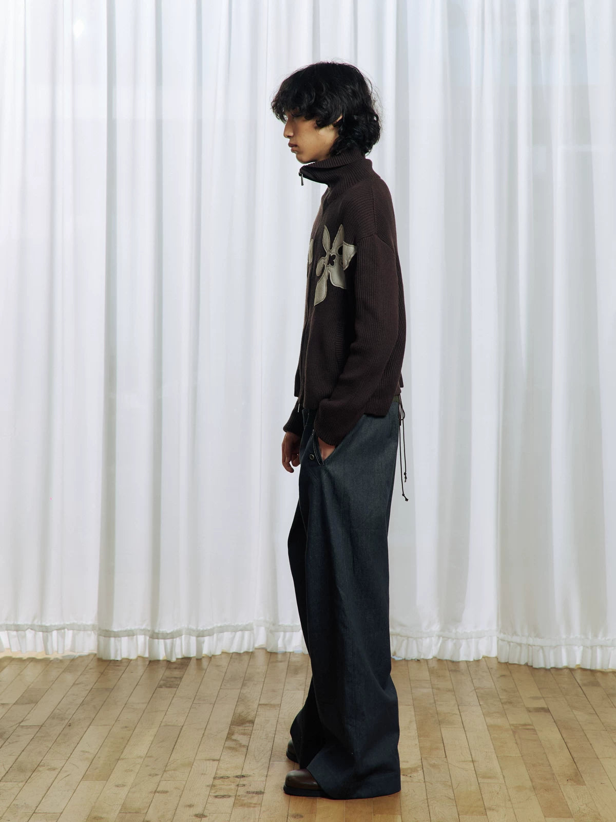 Appliqué Zip-Up Knit Jacket
