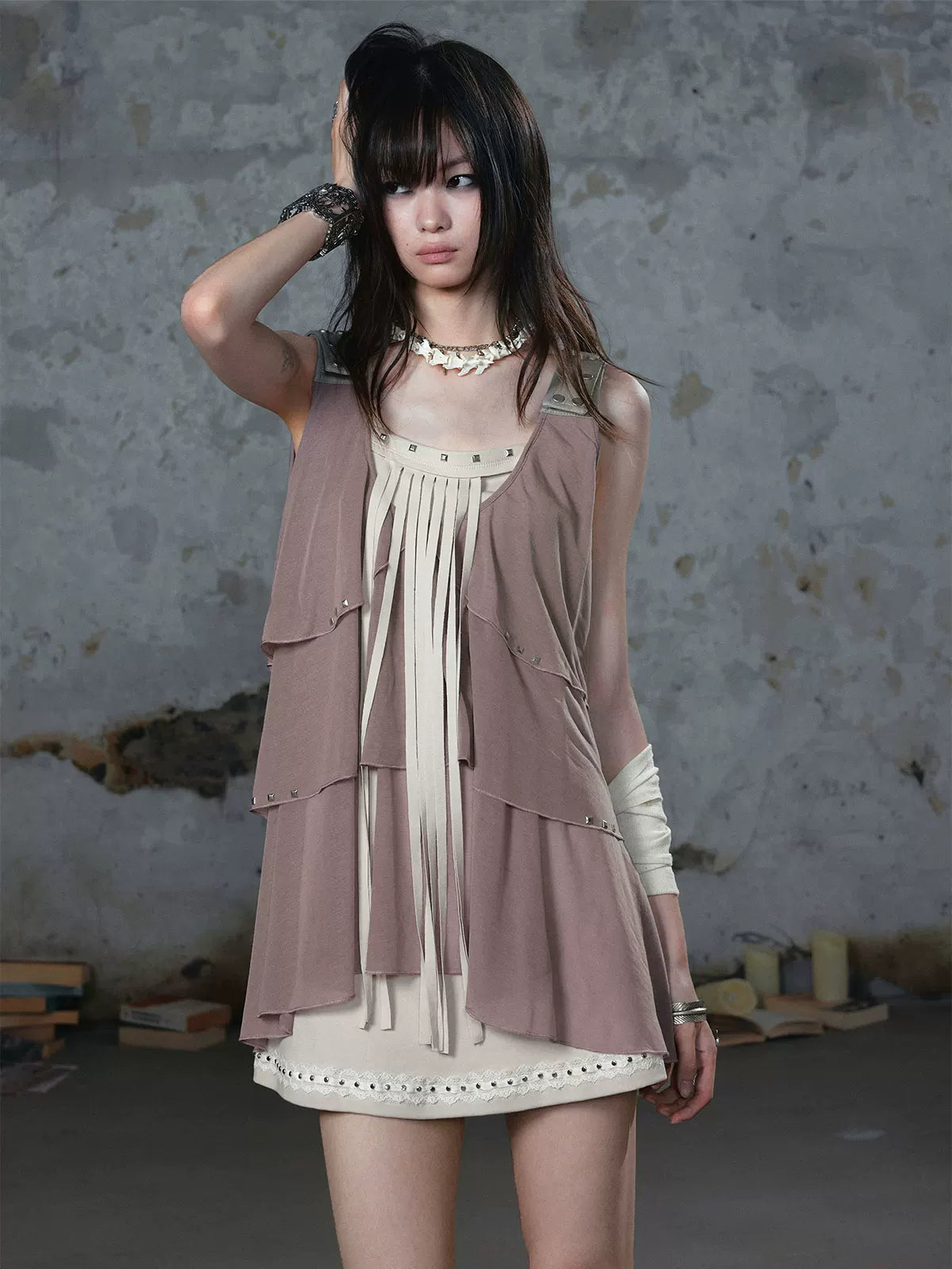 Ruffle Rivet Tiered Cami Dress