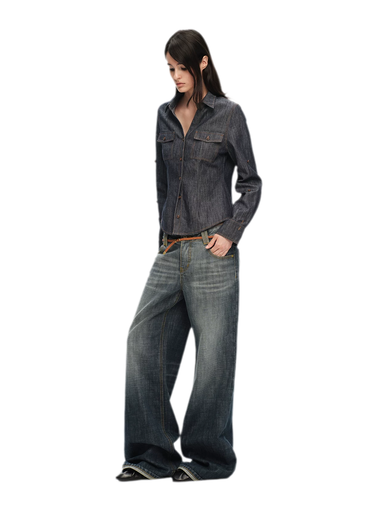 Contrast Stitch V-Neck Shirt