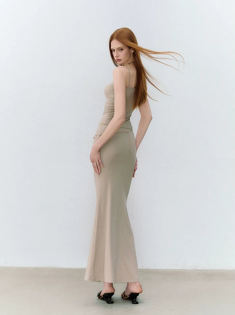 X-line Lace Trim Camisole, Pullover &amp; Mermaid Skirt