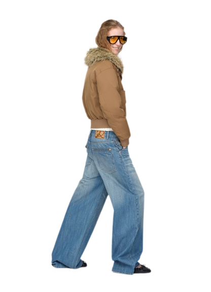 Washed Whisker Wide-Leg Jeans