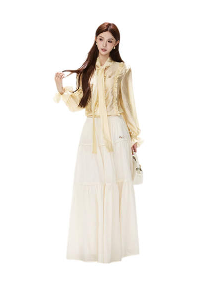 Cotton Tiered A-Line Skirt