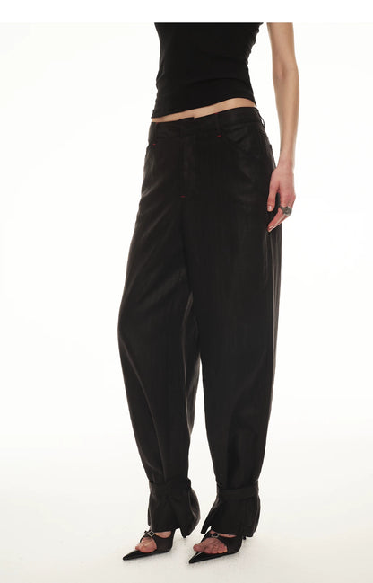 Tencel Linen Vintage Contrast Stitch Casual Pants