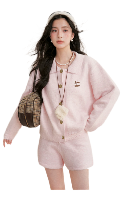 Wool Blend Collared Knit Set