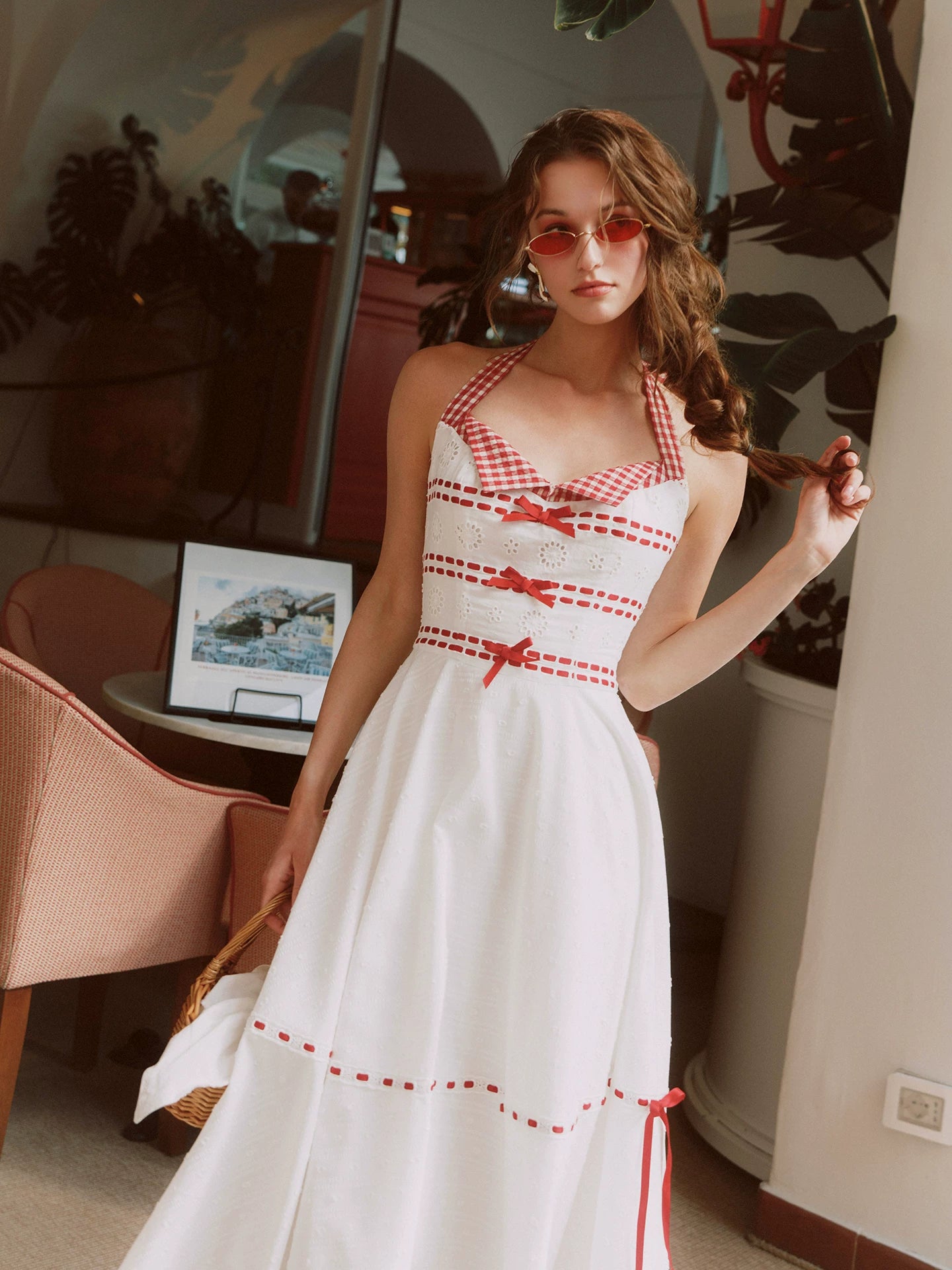 Cotton Embroidered Halter Dress