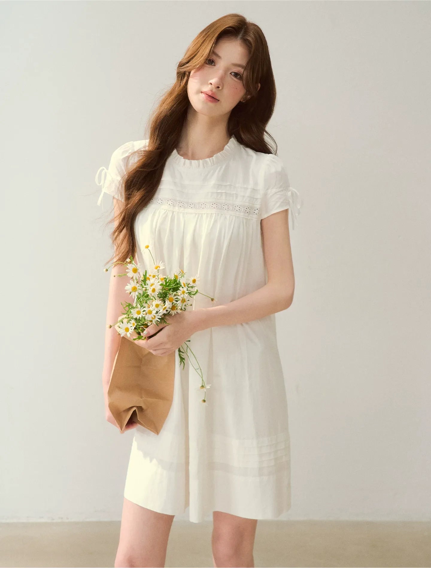 Embroidered Ruffle Dress