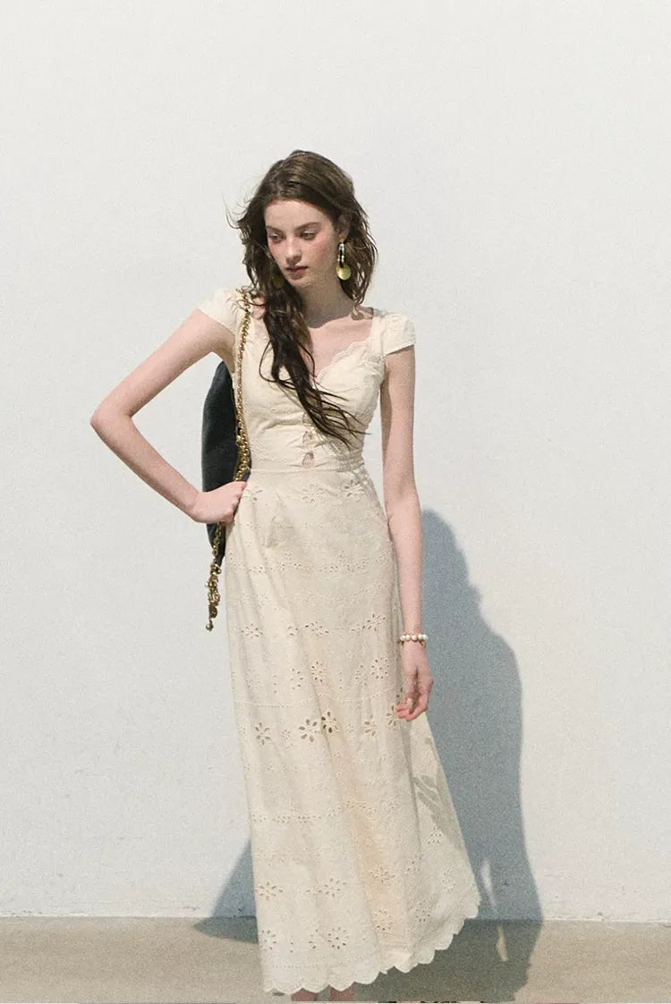 Broderie Lace Midi Dress