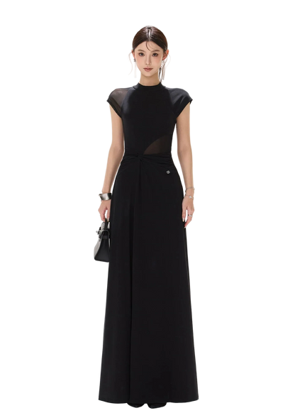 Black Swan Prologue Knot Mesh Sleeve Waist Dress