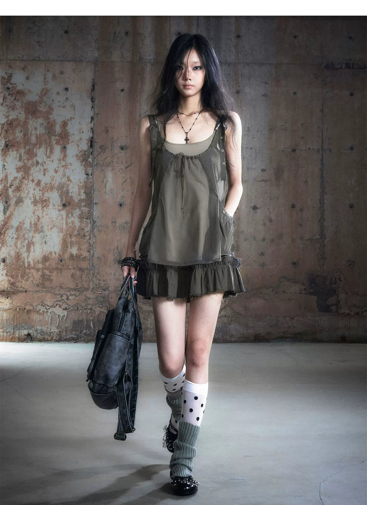 Mesh Layered Strap Dress